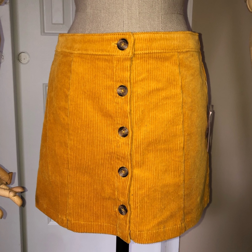 Mustard Button Down Skirt